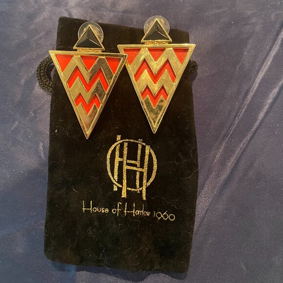 House of Harlow Orange Sunburst Drop Earrings - Picture 1 of 3
